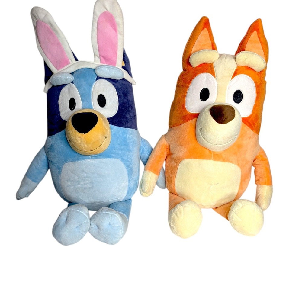 Bluey and Bingo Plush Toy Set Large 18-22 Inch Bluey with Bunny Ears Bingo Dog